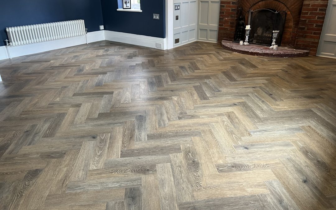 Herringbone luxury vinyl tiles by enhanced floors ltd brown colour