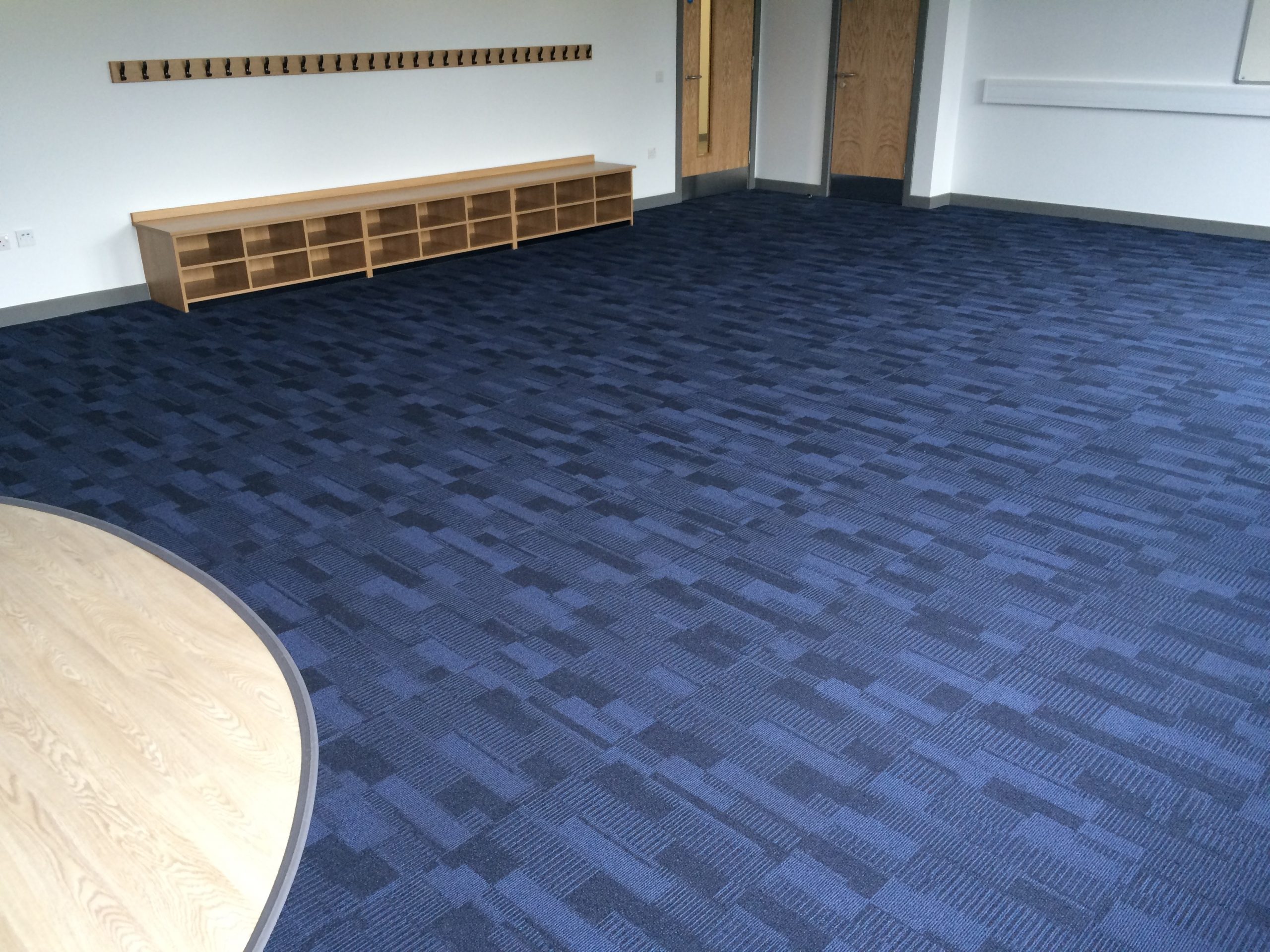 blue classroom carpet tiles by enhanced floors 